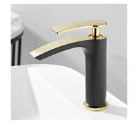 Grifo cuenca mezcladora de baño moderno grifo de lavado negro/dorado lave para cuenco de lavado de cuenca simple y fría grifo de cascada (color: negro y dorado) LWX