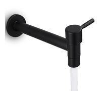 Grifo de acero inoxidable, grifo de lavabo montado en la pared, inserto de válvula de cobre puro, grifo de agua fría para baño, lavabo, balcón, cocina (negro)