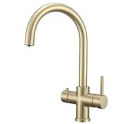 Grifo de agua caliente instantáneo para cocina, grifo de latón caliente y frío filtrado 4 en 1 (caldera y filtro no incluidos), acabado dorado cepillado