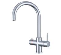 Grifo de agua caliente instantáneo para cocina, grifo de latón caliente y frío filtrado 4 en 1 (caldera y filtro no incluidos), acabado dorado cepillado