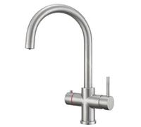 Grifo de agua caliente instantáneo para cocina, grifo de latón caliente y frío filtrado 4 en 1 (caldera y filtro no incluidos), acabado dorado cepillado