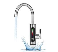 Grifo de Agua Caliente y Fría, Grifo Eléctrico de Acero Inoxidable, Indicador de Temperatura LED, Grifo de Cocina, Grifo de Cocina con Calentador de Agua, Accesorio Giratorio de 360 °