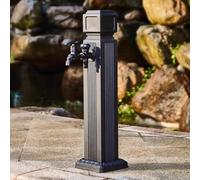 Grifo de agua de aleación de aluminio para exteriores, dispensador de agua de fuente de jardín tallado con grifo de doble salida y pistola de pulverización de 15 m, anticongelante para riego y lavado