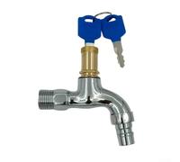Grifo de agua de jardín con cerradura con llave de seguridad, rosca de 1/2 pulgada, aleación de zinc, grifo al aire libre para lavado de zonas públicas (2)