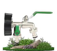 Grifo de agua de jardín, grifo anticongelante para lavadora con 2 tomas, de acero inoxidable, accesorio de repuesto de fontanería de riego para garaje, baño, patio, balcón, césped