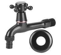 Grifo de agua de latón, grifo de agua fría individual para baño, lavadora de grifo de pared de latón antiguo G1 / 2in, negro (14x11cm)