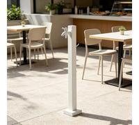 Grifo de agua de pie de acero inoxidable, grifo de columna de agua para jardín, fuente de hidratación con grifo de doble salida y pistola rociadora, blanco(Estilo 1,Height: 95cm/37.4in)