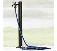 Grifo de agua de pie para patio o terraza, columna redonda negra de 95 cm/37,4 pulgadas de alto, para decoración de jardín y patio (negro, 95 cm/37,4 pulgadas de alto; negr,Black-Tall 60cm/23.6in