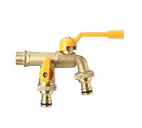 Grifo de agua doble for exterior, adaptador manguera jardín 1/2'' a 3/4'', conector latón for tanque 1 entrada y 2 entradas Grifo de jardín(Color 1)
