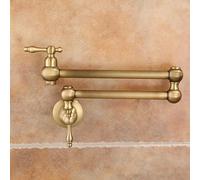 Grifo de agua fría de pared, giratorio, plegable, de un solo orificio, de latón, for fregadero de cocina, color negro(Antique)