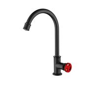 Grifo de agua fría giratorio de 360° de arco alto de estilo industrial para fregadero de cocina y baño, uso al aire libre, grifo de agua duradero y elegante