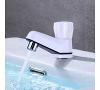 Grifo de agua fría individual de plástico para lavabo de baño, conexión roscada G1/2, acabado blanco