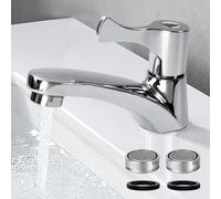 Grifo de Agua Fría Individual, Grifo Baño, Grifo de Lavabo Monomando, con 2 Filtro para Cocina, Bañera y Baño