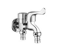 Grifo de agua fría individual Grifo de doble caño Grifo de fregadero de lavandería de latón Lavadora Divisor de manguera Adaptador de grifo de salida doble for balcón Cocina,Cromo B(Chrome A)