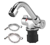 Grifo de Agua, Grifo de Cocina de Rosca G1 / 2in, Herramienta de Lavabo de Salida De Agua Fría Caliente, Aleación de Zinc 360 Grifo de Rotación Ajustable para RV Caravan Cocina Baño Autocaravanas