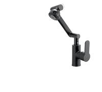 Grifo de agua, grifo giratorio multifuncional, extensor de filtro, brazo de extensión robótico, bidé, burbujeador, fregadero, acuario articulado(Black)