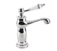 Grifo de agua Hermoso patrón floral Mezclador de una manija Grifo mezclador de agua fría/caliente para el lavabo del baño(1#)