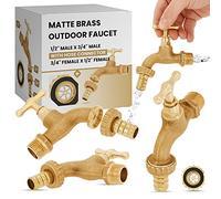 Grifo de Agua Jardín Válvula Bola Latón Mate 1/2'' x 3/4 Conexión de Manguera 3/4'' x Conexión Enchufable | Grifo de Salida Esfera