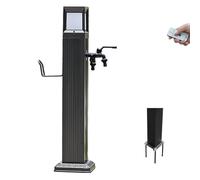 Grifo de agua para exterior con luces LED de 4 colores, columna de agua vertical metálica para jardín con base preintegrada, soporte independiente para manguera con grifo(Double)