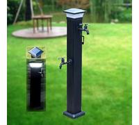 Grifo de agua para exteriores a prueba de heladas con luz LED solar, diseño de doble grifo de 104 cm para una mejor solución de riego de jardín
