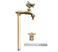 Grifo de agua para exteriores montado en el suelo, Garden Dragon Faucet Outdoor Freestanding Antifreeze All Copper Faucet Multicolor Multiple Sizes(Gold,40cm/16in)