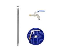 Grifo de agua para exteriores montado en el suelo, Stainless Steel Freestanding Garden Faucet With 1500cm Spray Gun Hose Heights 31-47in(4 * 100cm/2 * 39in)
