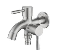 Grifo De Agua Para Grifos Dobles Para Exteriores - Divisor De Manguera De Jardín De 2 Vías | Grifo De Jardín Doble | Grifo De Jardín De Doble Salida De Acero Inoxidable | Reemplazo De Grifo Exterior C