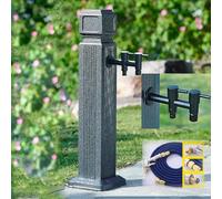Grifo de agua para jardín al aire libre, columna de agua vertical, anticongelante, babero con doble grifo y pistola pulverizadora, 65 cm de longitud, duradero y resistente a la intemperie para todas