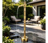 Grifo de agua para jardín, columna de agua para exteriores con grifo, hidrante de latón para jardín, diseño de junta de bambú, dispensador de agua decorativo independiente(Bottom inlet,69.5cm)