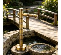 Grifo de agua para jardín con columna de agua para exteriores con junta de bambú, grifo con manguera anticongelante, hidrante de jardín con espiga, fuente de agua potable