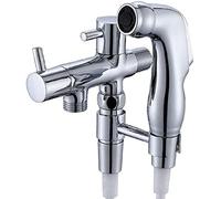 Grifo de agua, rociador de grifo de bidé montado en la pared, cromado de doble mango, grifo de agua fría, kit de rociador de bidé de mano, rociador de refuerzo para baño, bidé, ducha, pulverizador de