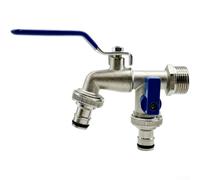 Grifo de agua roscado de precisión de aleación de zinc, manijas de control dual en rojo, verde y azul para un funcionamiento suave (C)