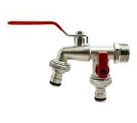 Grifo de agua roscado de precisión de aleación de zinc, manijas de control dual en rojo, verde y azul para un funcionamiento suave (A)