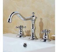 Grifo de bañera 3 Piezas grifos de Lavabo latón Antiguo/Cromo/grifos mezcladores Negros Juego de Ducha de baño con Ducha de Mano - (Color: Cromo)