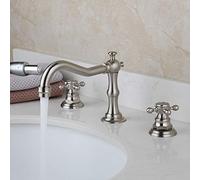 Grifo de bañera, 3 Piezas, grifos de Lavabo, latón Antiguo, Cromo, grifos mezcladores Negros, Juego de Ducha de baño con Ducha de Mano - (Color: Cepillado)
