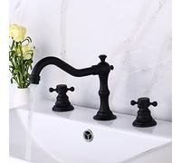 Grifo de bañera 3 Piezas grifos de Lavabo latón Antiguo/Cromo/grifos mezcladores Negros Juego de Ducha de baño con Ducha de Mano - (Color: Negro)