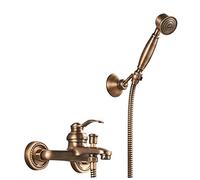 Grifo De Bañera Antiguo De Montaje En Pared, Grifo De Bañera De Latón Cepillado, Llenador De Bañera De Montaje En Pared, Grifo Mezclador De Ducha De Baño De Una Sola Manija, Juego De Grifo De Ducha D