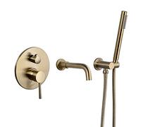 Grifo de bañera con Ducha de Mano Juego de Grifo de Ducha de baño de latón Grifos Monomando de Ducha multifuncionales montados en la Pared con Agua fría y Caliente,Negro