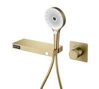 Grifo de bañera con pantalla digital LED montado en la pared con cabezal de ducha de mano y mezclador de 3 funciones, accesorio de baño moderno para un control de agua elegante y eficiente