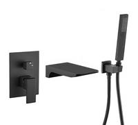 Grifo de bañera cuadrado empotrado monomando con cascada cromado Tajo de Valaz