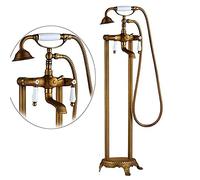 Grifo de bañera de bañera de pie de níquel Cepillado Grifo de bañera de bañera Dual manija de bañera mezcladora de bañera de bañera bañera de Ducha de baño de latón, latón Antiguo C C C