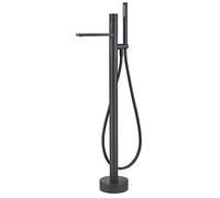 Grifo de bañera de baño Independiente con rociador de Ducha de Mano, grifos mezcladores de Ducha de baño montados en el Piso Grifo de llenado de bañera de 2 Funciones, fácil de Instalar,Negro