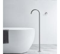Grifo de bañera de montaje en suelo, independiente, cuello de cisne de un solo agujero, para bañera caliente y fría, chapado en cromo
