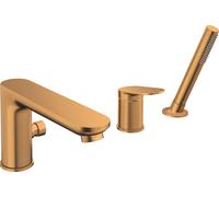 Duravit Wave Mezclador de bañera de 3 orificios, proyección de 200 mm, WA5260000004, Color: bronce cepillado