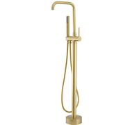 Grifo de bañera exenta redondo en oro mate con protección PVD y caño en C tipo cascada Serpis de Valaz