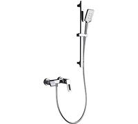 Grifo de bañera Grifo de baño montado en la Pared Grifo Mezclador de bañera en Cascada de latón Agua fría y Caliente con Juego de llenado de bañera de Ducha de Mano, con Barra de Ducha, Cromado