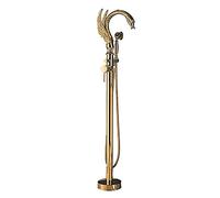 Grifo de bañera Independiente con Ducha de Mano y caño Giratorio de 360°, Grifo de llenado de bañera con Forma de Cisne para Montaje en Piso, Juego de Grifo de bañera de latón con desviador de Ducha,