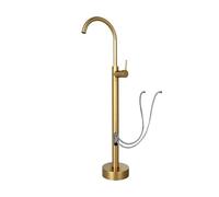 Grifo de bañera Independiente de latón de Lujo - Mezclador Monomando de Agua fría y Caliente, Grifo de Suelo con Acabado Dorado Cepillado, conexión G1/2in. Elegantes acce