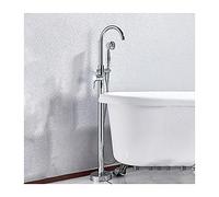 Grifo De Bañera Independiente Latón Con Ducha Mano, Mezclador Monomando For Suelo, Color Negro (manguera 147 Cm)(Chrome)