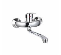Grifo de bañera mezclador de pared cromado | Diseño moderno con boca larga